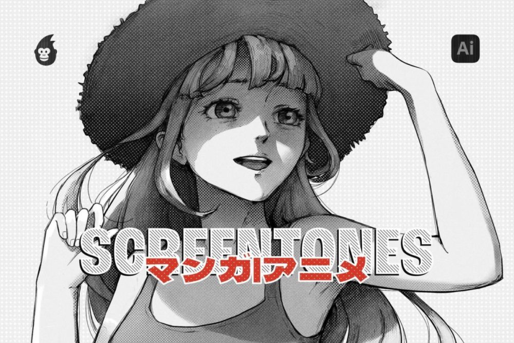 60款日系漫画动漫半色调网点绘画效果AI矢量笔刷设计素材 Manga Screentone Brushes for Illustrator , 第4张