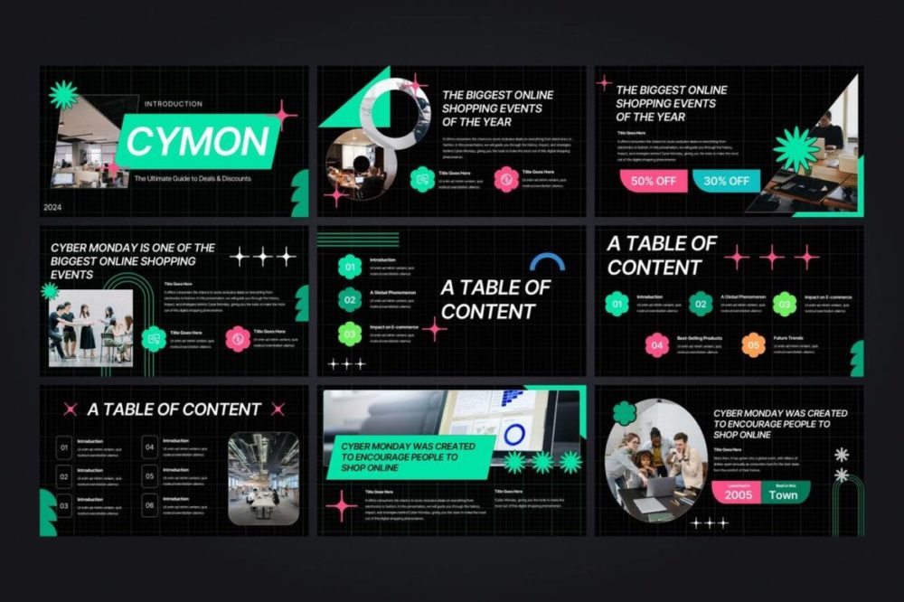 时尚品牌营销策划演示文稿设计ppt模版 Cymon – Cyber Monday Powerpoint Template , 第3张