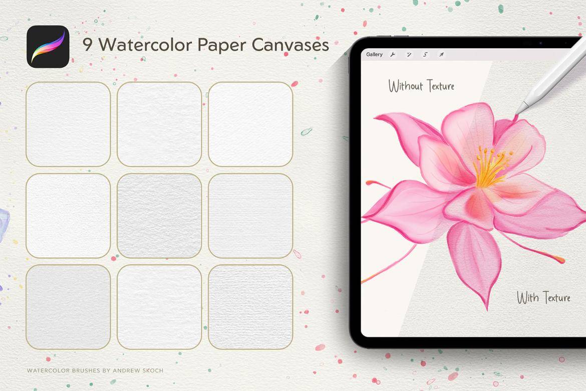 48款真实水彩艺术绘画插画procreate笔刷纸张纹理设计素材套装 Realistic Watercolor Procreate Brushes , 第6张