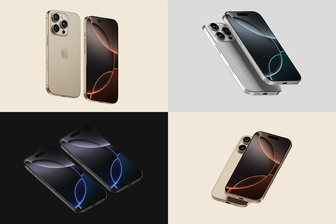 20款app ui设计作品提案多配色苹果iPhone 16 Pro展示ps样机效果图模板 iPhone 16 Pro Mockup , 第3张