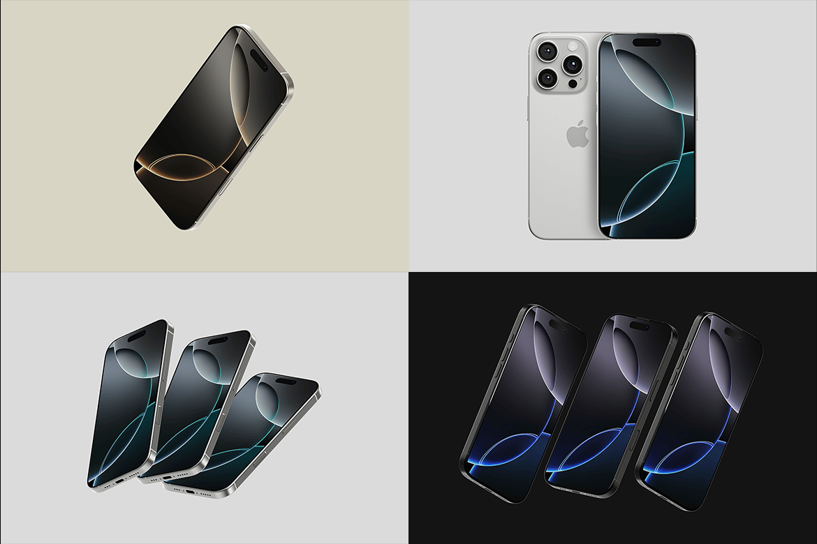 20款app ui设计作品提案多配色苹果iPhone 16 Pro展示ps样机效果图模板 iPhone 16 Pro Mockup , 第4张