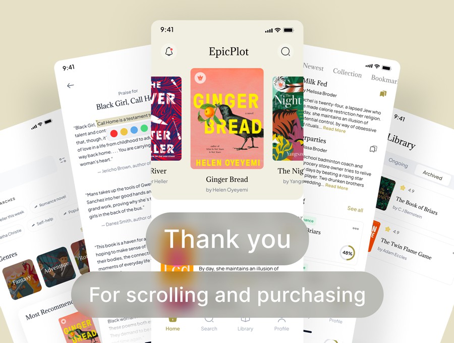 50+屏电子书小说阅读器书店APP软件UI界面设计Figma模板素材 Epicplot – Ebook and Novel Reader UI Kit Template , 第8张