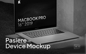 暗黑混凝土背景苹果MacBook Pro 16寸笔记本电脑贴图样机PSD模板素材 Pasiere – Macbook Pro Sand Mockups