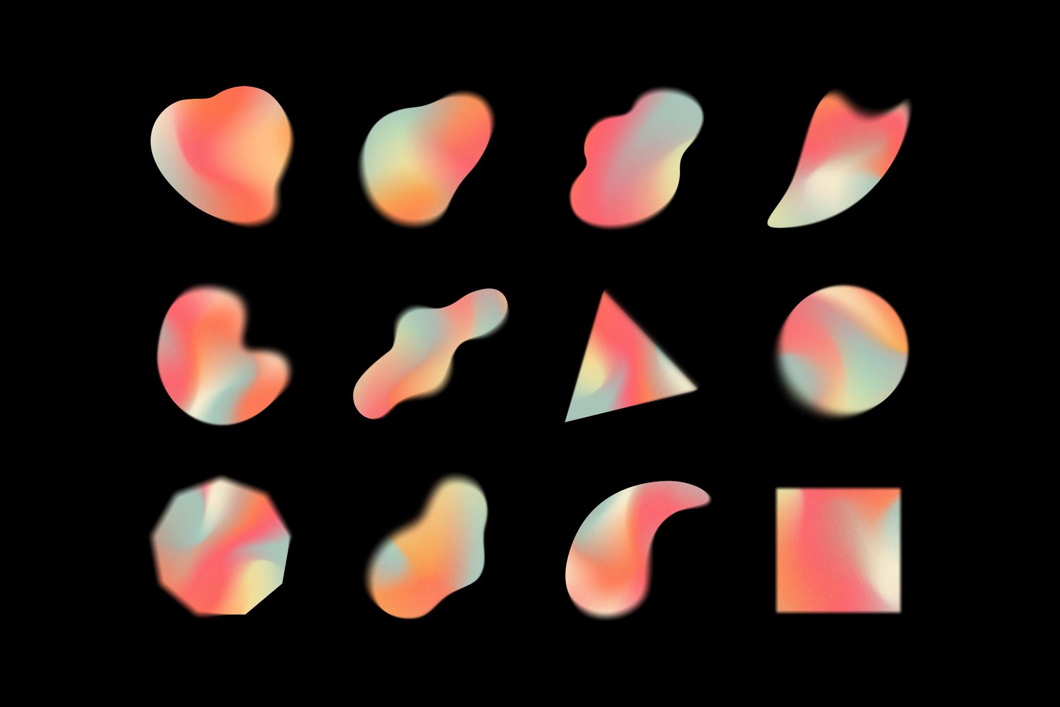 新潮迷幻科技感渐变模糊颗粒噪点纹理抽象艺术背景图片设计素材 Gradient Shapes Collection , 第6张