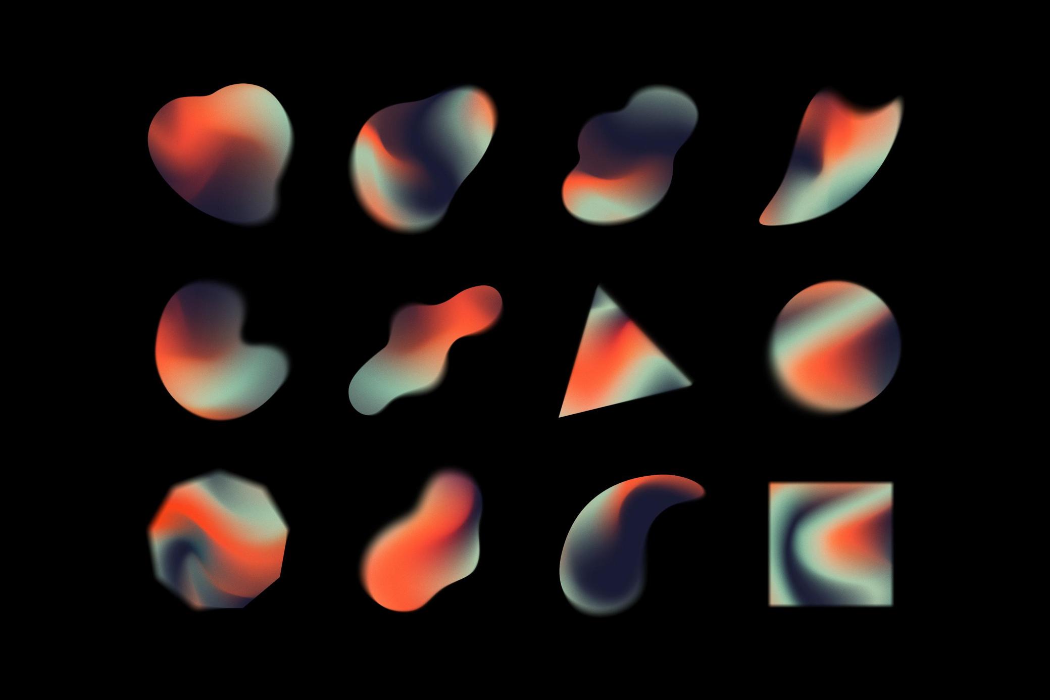 新潮迷幻科技感渐变模糊颗粒噪点纹理抽象艺术背景图片设计素材 Gradient Shapes Collection , 第9张