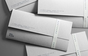 逼真质感创意信封设计展示效果图LOGO贴图MOCKUP样机PSD模板素材 Scattered Minimal Envelopes Mockup