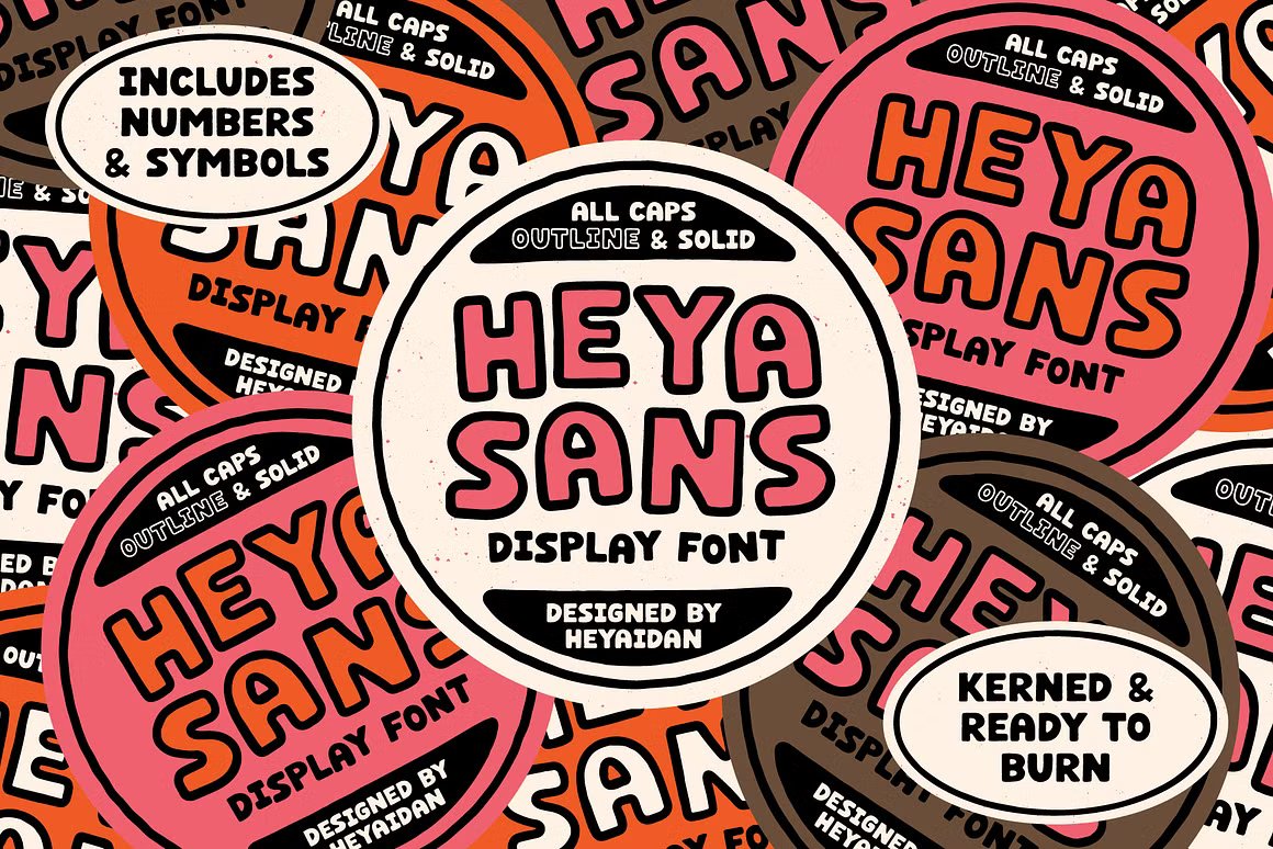 HEYA Sans | All Caps Display Font 趣味海报T恤插图贴纸设计装饰无衬线字体 设计素材 第1张