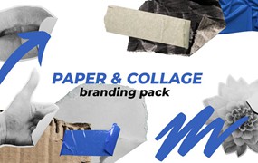 复古纸张胶带拼贴视频叠加标题动画转场过渡PR模板 Paper & Collage Branding Pack