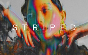 模糊迷幻酸性条纹照片效果ps特效滤镜样机 Acid Striped Photo Effect