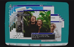 AE/PR模板：复古老式WIN95经典旧计算机操作系统弹窗蓝屏像素艺术开场片头