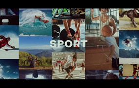 Mosaic Sport Logo Intro MOGRT VLOG旅拍视频照片分屏画廊运动开玚介绍PR模板MOGRT