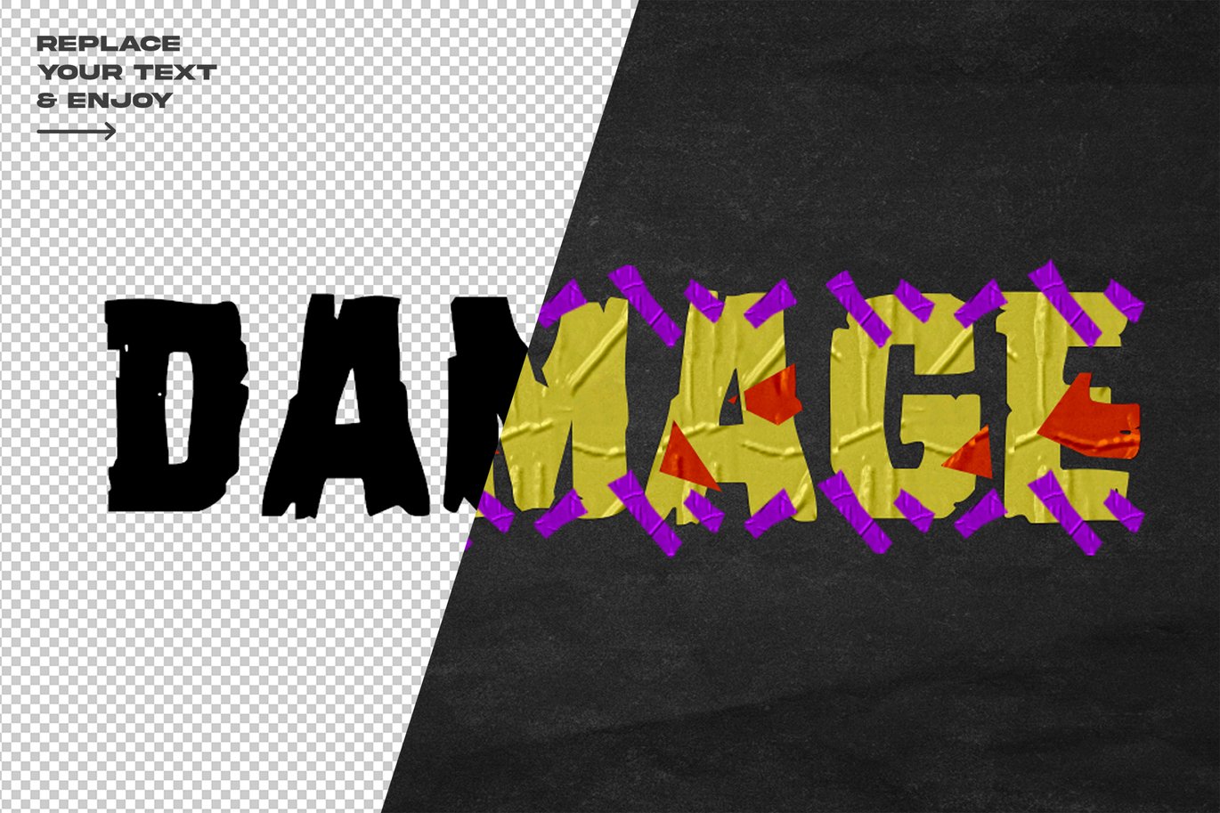 褶皱塑料胶带拼贴DIY刻字效果ps文本特效样机 Duct Tape Text Effect Layer Style Set 插件预设 第5张