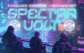 未来科幻赛博朋克杂志海报徽标设计装饰英文字体安装包 Spectra Volt – Cyberpunk Font