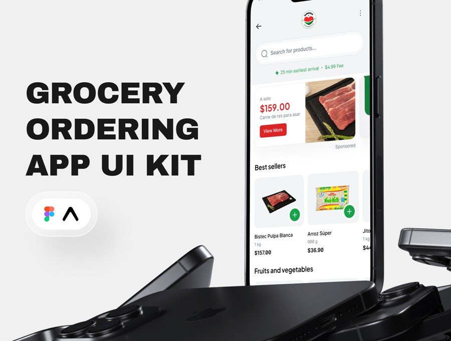 简杂货食品美食订购购买超市软件APP UI界面设计Figma模板+代码 Bites – Food Ordering App UI Kit APP UI 第2张