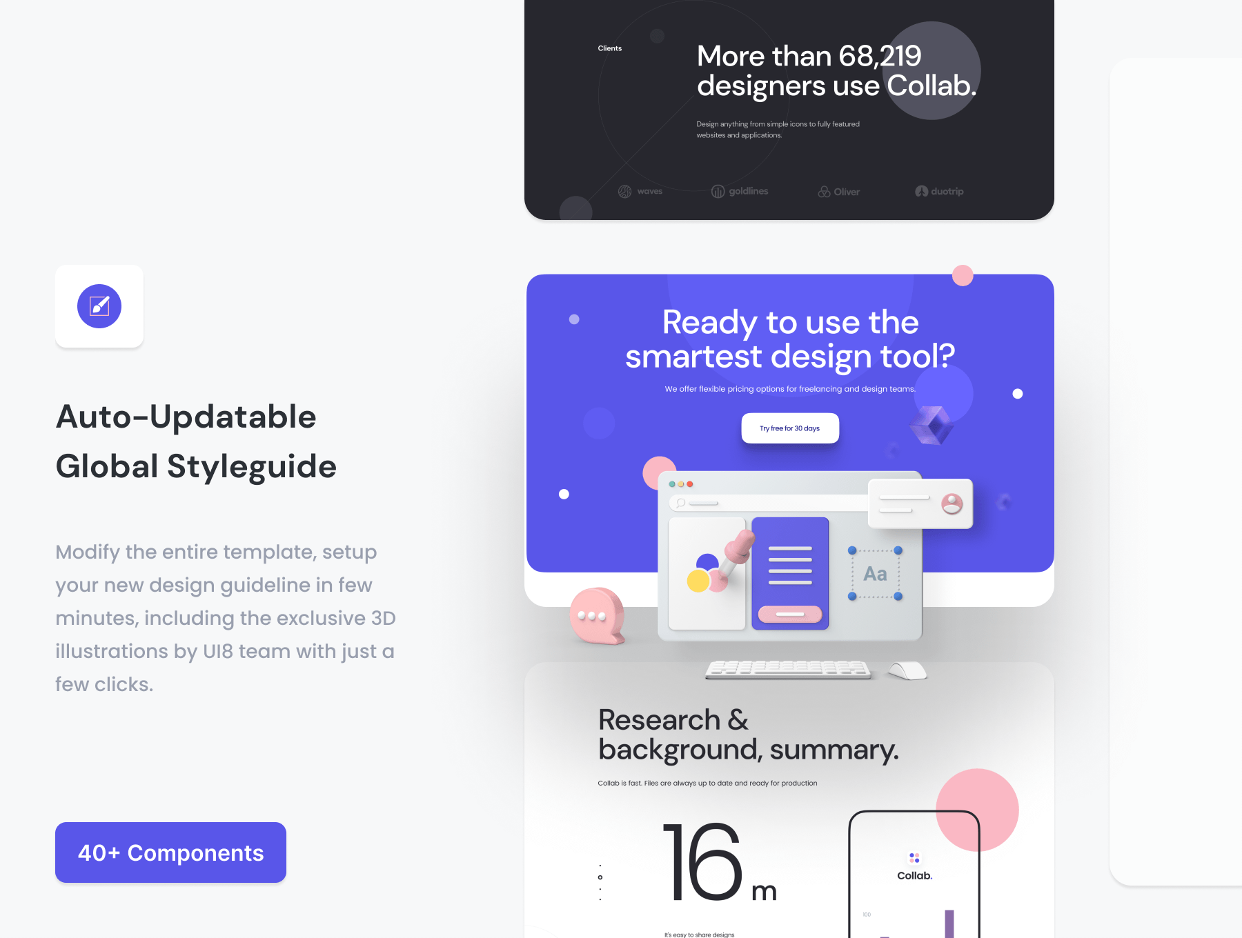 时尚响应式网站登录页面WEB UI设计Figma模板+源码Html素材 Collab — Landing Page Kit APP UI 第10张