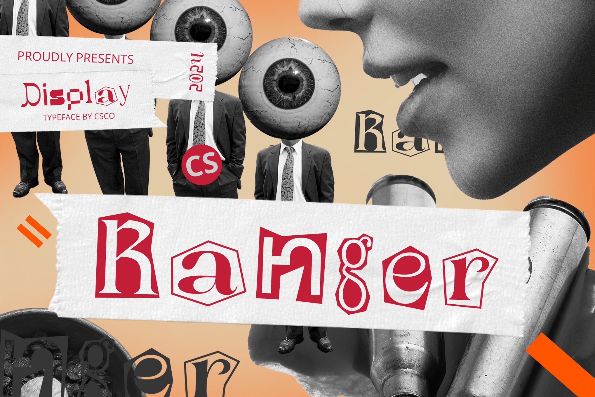 时尚创意品牌海报徽标设计装饰贴图字体安装包 Ranger – Collage Font , 第1张