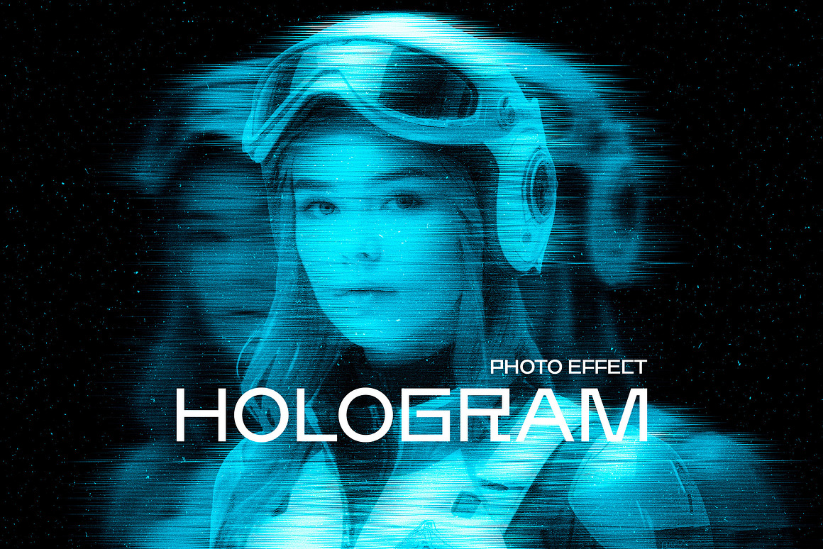 未来赛博朋克失真发光照片效果ps特效滤镜样机 Triple Hologram Photo Effect , 第1张