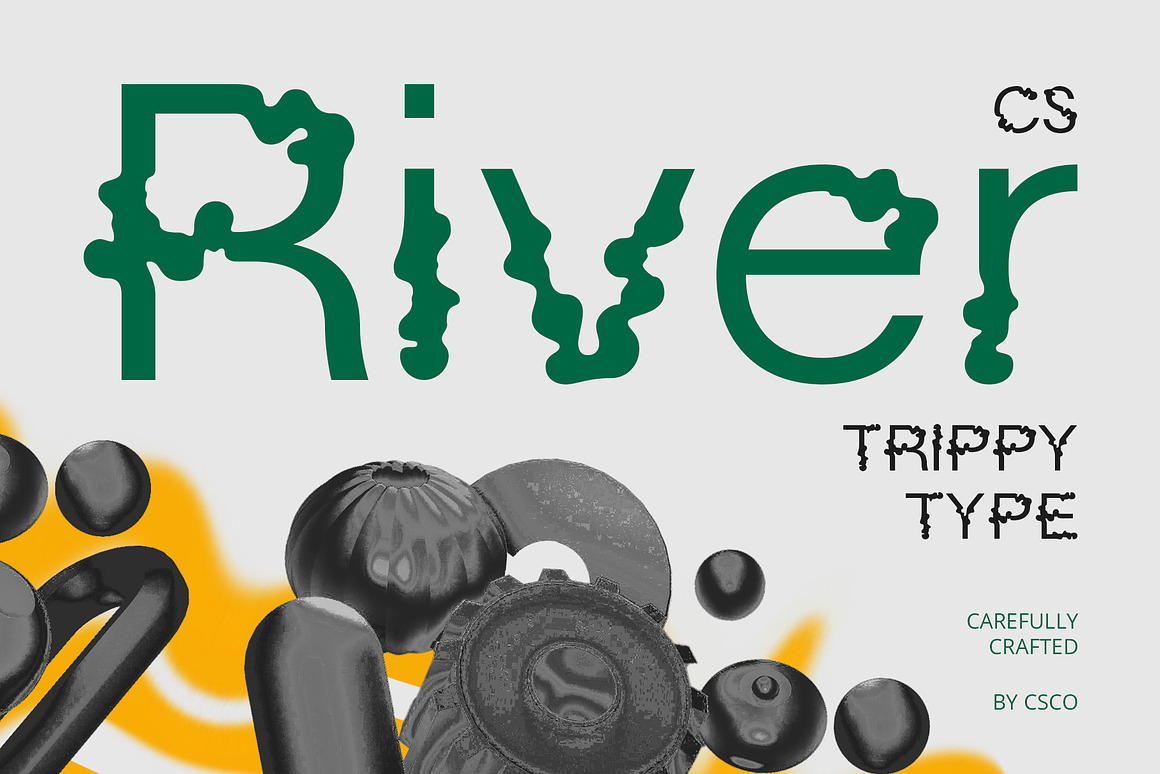 时尚迷幻品牌海报徽标设计无衬线英文字体安装包 River – Trippy Font 设计素材 第1张