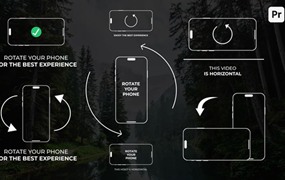 AE/PR/FCPX/达芬奇模板：手机旋转竖屏横屏演示指南动画