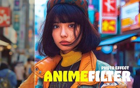 日本街头动漫风格照片效果ps特效滤镜样机 Anime Filter Photo Effect