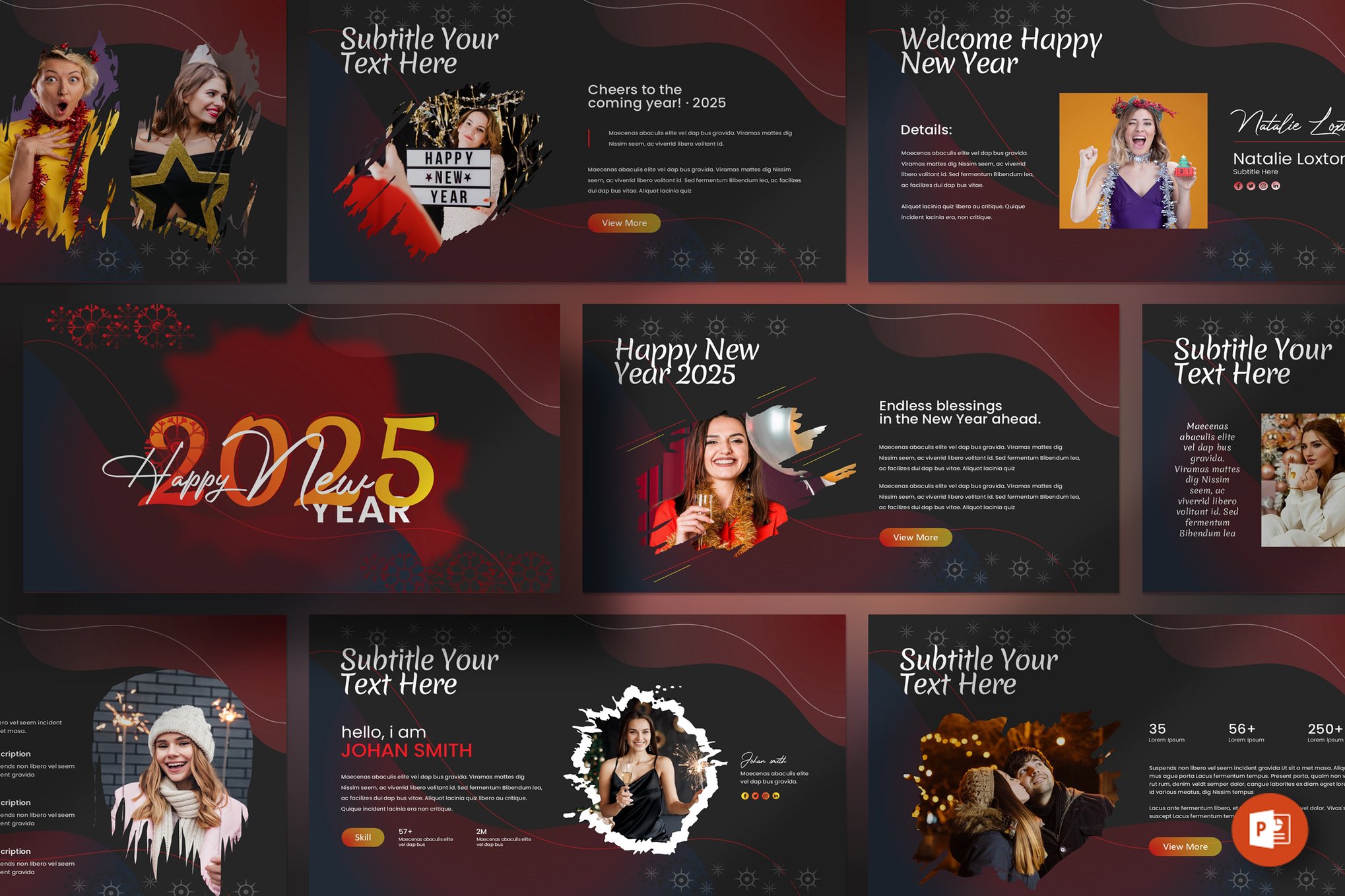 新年圣诞节主题营销策划图文排版设计PowerPoint+Keynote模版 Happy New Year PowerPoint+Keynote Template , 第1张