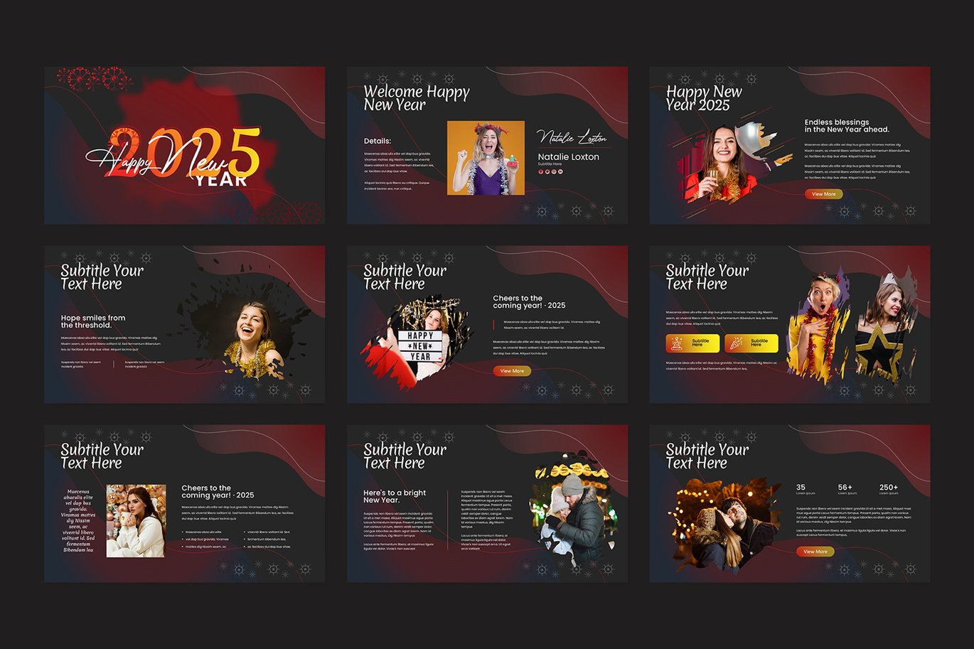 新年圣诞节主题营销策划图文排版设计PowerPoint+Keynote模版 Happy New Year PowerPoint+Keynote Template , 第2张