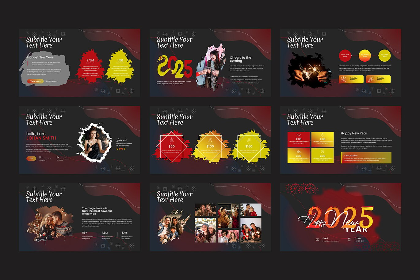 新年圣诞节主题营销策划图文排版设计PowerPoint+Keynote模版 Happy New Year PowerPoint+Keynote Template , 第3张