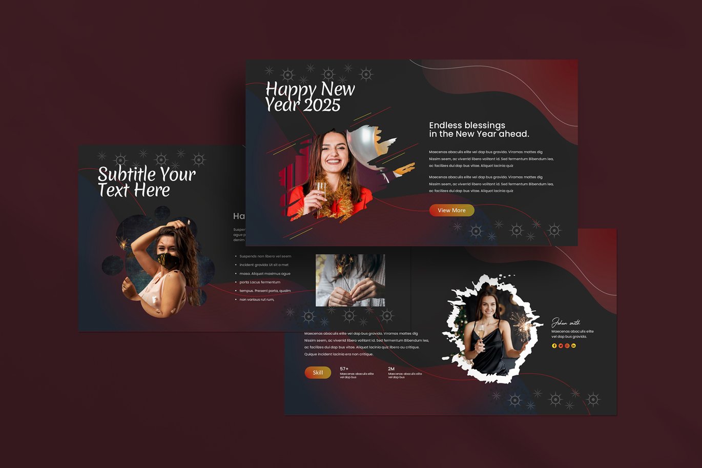 新年圣诞节主题营销策划图文排版设计PowerPoint+Keynote模版 Happy New Year PowerPoint+Keynote Template , 第4张