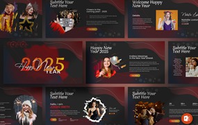 新年圣诞节主题营销策划图文排版设计PowerPoint+Keynote模版 Happy New Year PowerPoint+Keynote Template