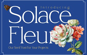 现代时尚杂志海报徽标设计衬线英文字体安装包 Solace Fleur Serif Font