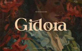 现代优雅杂志海报徽标设计衬线英文字体安装包 Gidora Elegant Serif Font