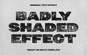 做旧粗糙磨损划痕污渍裂纹纹理文本标题效果PSD样机 Stamp Shaded Text Effect