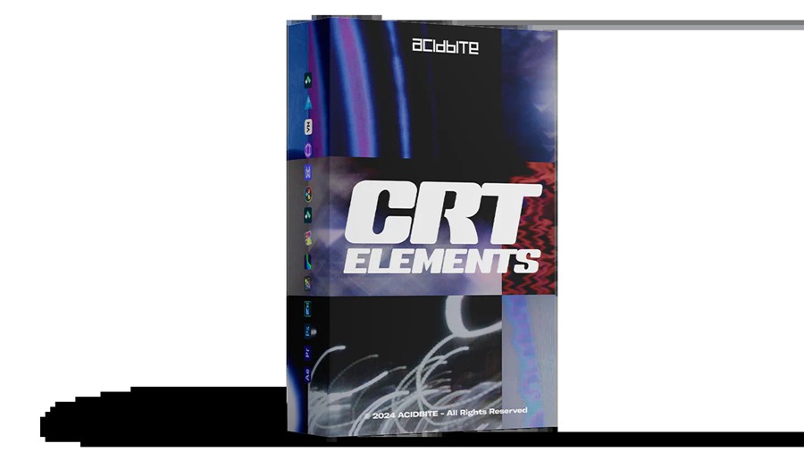 Acidbite - CRT ELEMENTS 267个4K高质量复古怀旧视频效果转场过渡、CRT耀斑、闪光、故障、纹理、擦除、音效、LUT 影视音频 第1张