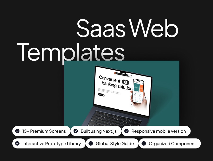 40+屏响应式SaaS数字银行服务网站WEB UI界面设计Figma模板+源码素材 Finpro – Creative Asset Bundle , 第4张