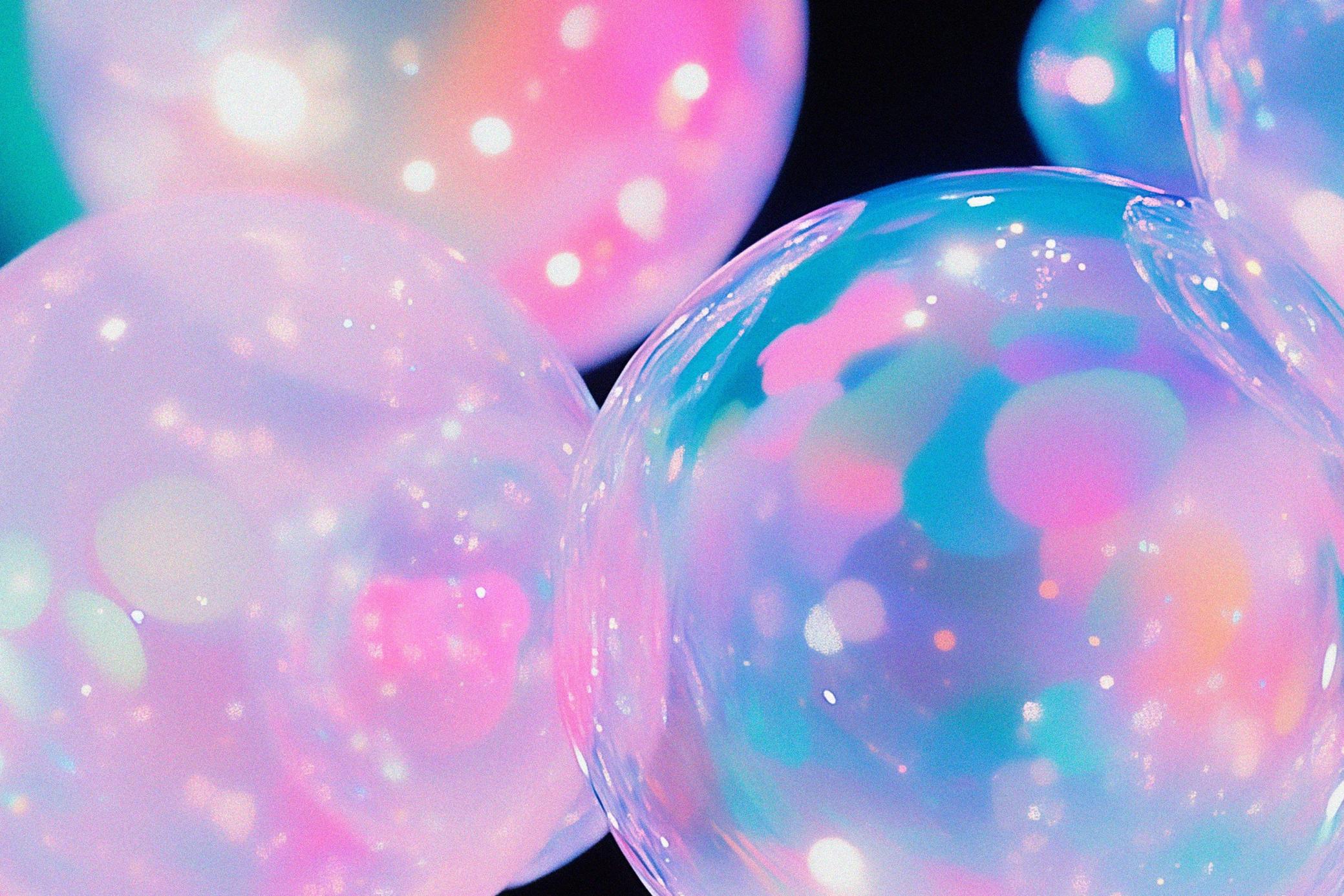 6款彩虹气泡设计背景JPG/PSD Iridescent Bubbles Backgrounds , 第3张