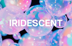 6款彩虹气泡设计背景JPG/PSD Iridescent Bubbles Backgrounds