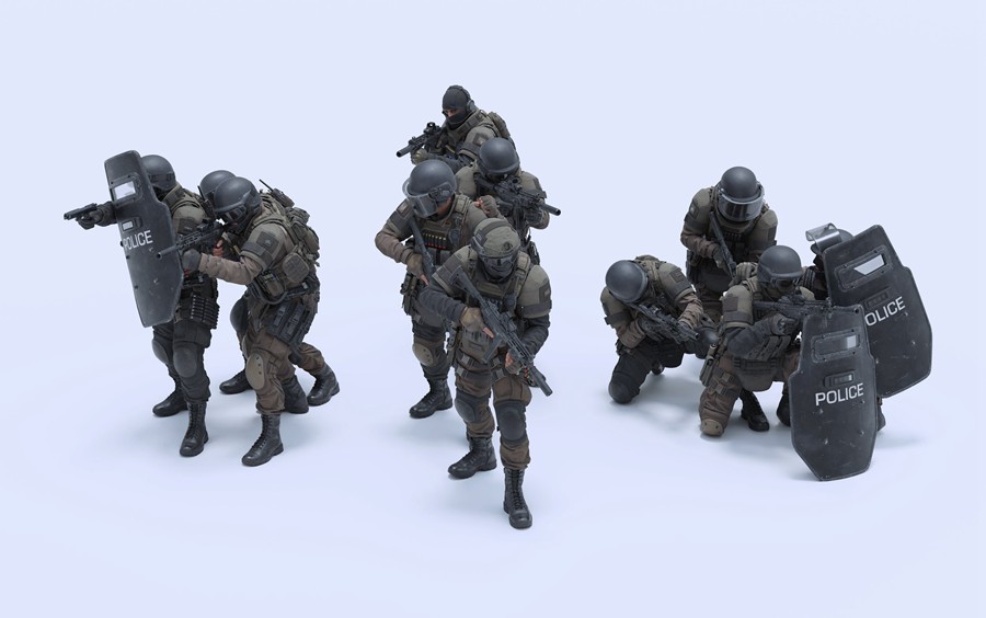 BMS出品反恐精英警察特警人物角色动作3D模型Blender/FBX/OBJ/UE格式素材 Big Medium Small – S.W.A.T , 第8张