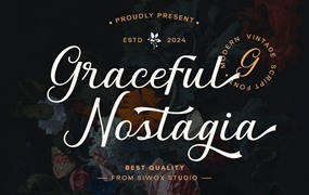 复古时尚杂志邀请函徽标设计手写英文字体安装包 Graceful Nostagia Script Font