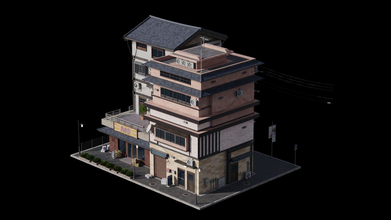 日本日式古典城市建筑楼房资产3D模型 Blender/FBX/OBJ格式 Kitbash3D – Japanese Neighborhoods , 第15张