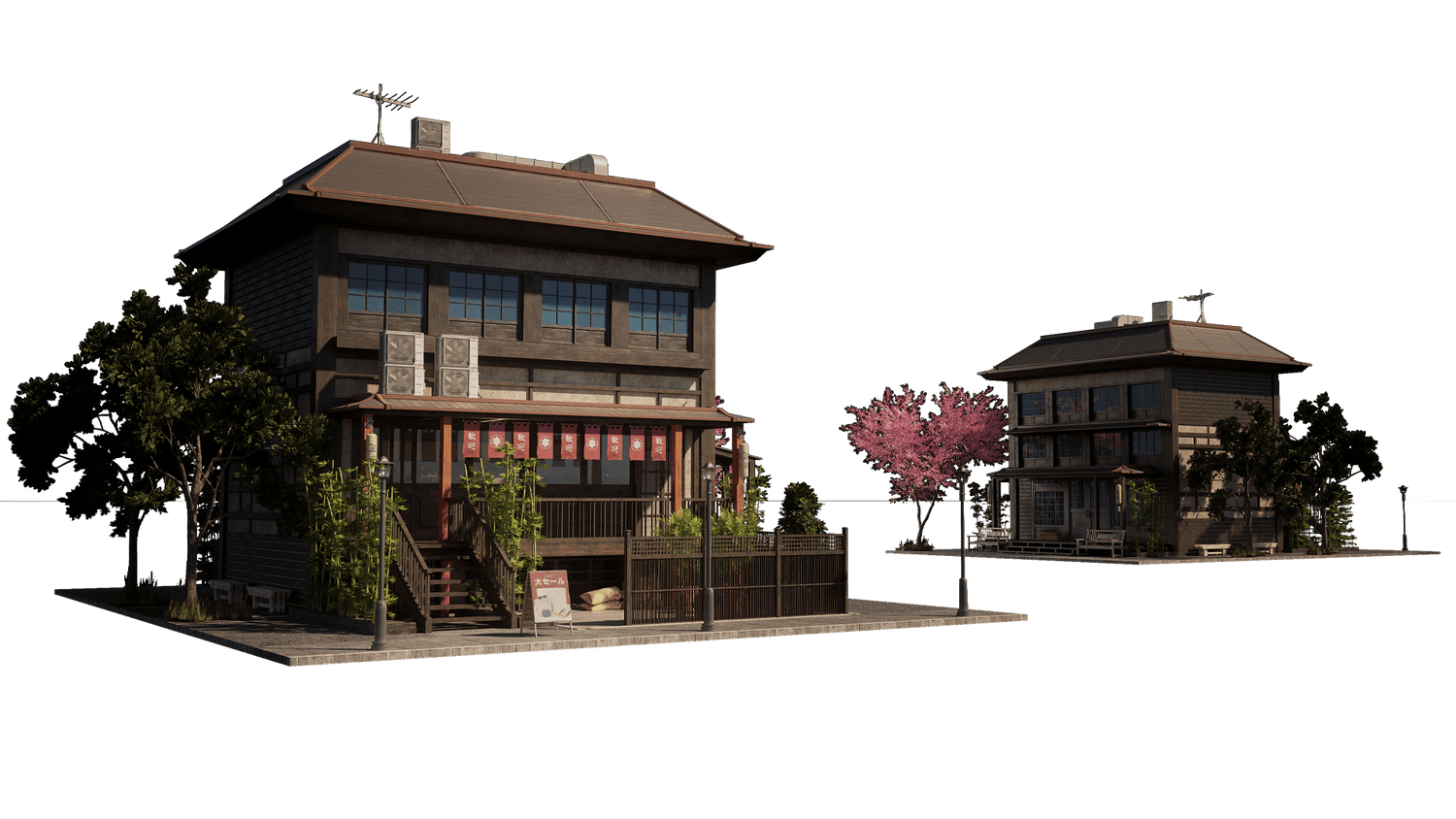 日本日式古典城市建筑楼房资产3D模型 Blender/FBX/OBJ格式 Kitbash3D – Japanese Neighborhoods , 第19张