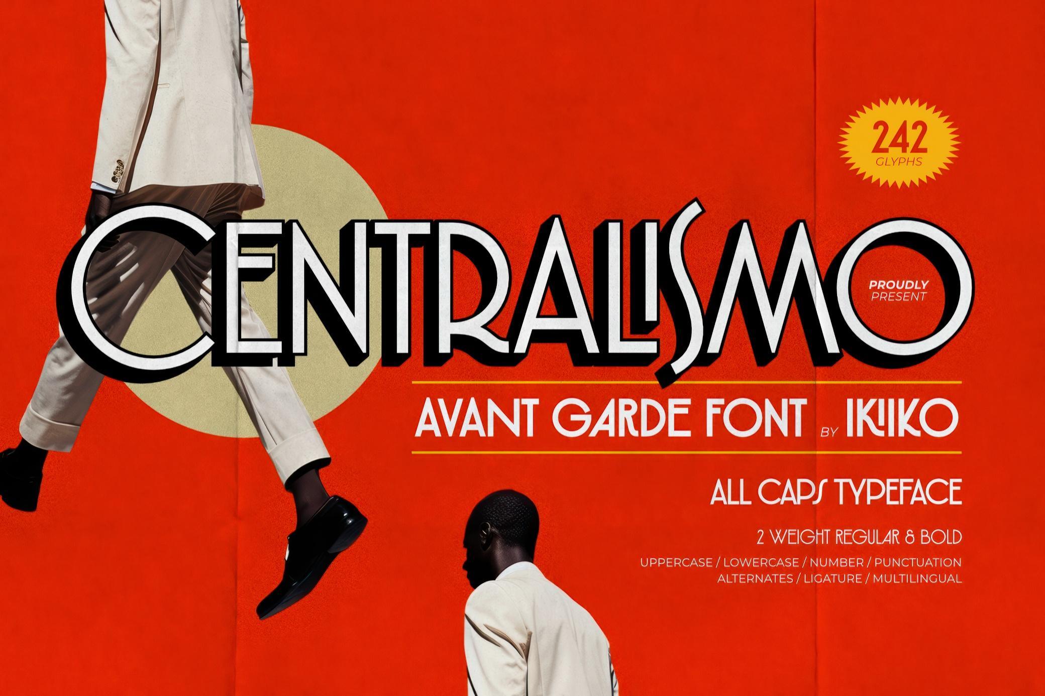 复古现代美学设计前卫大写无衬线装饰字体 Centralismo Avant Garde Font , 第1张