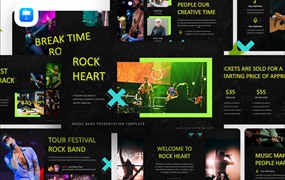 乐队主题营销策划演示文稿设计Keynote模版 Music Band Keynote Presentation Template