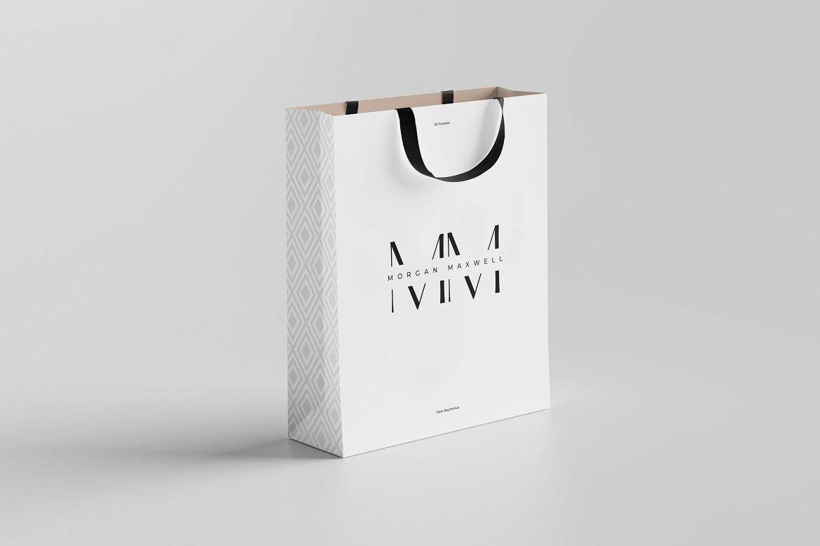 6款时尚多角度购物手提袋纸袋VI设计展示PS贴图样机模板素材 Shopping Bag Mockup , 第5张