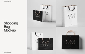 6款时尚多角度购物手提袋纸袋VI设计展示PS贴图样机模板素材 Shopping Bag Mockup