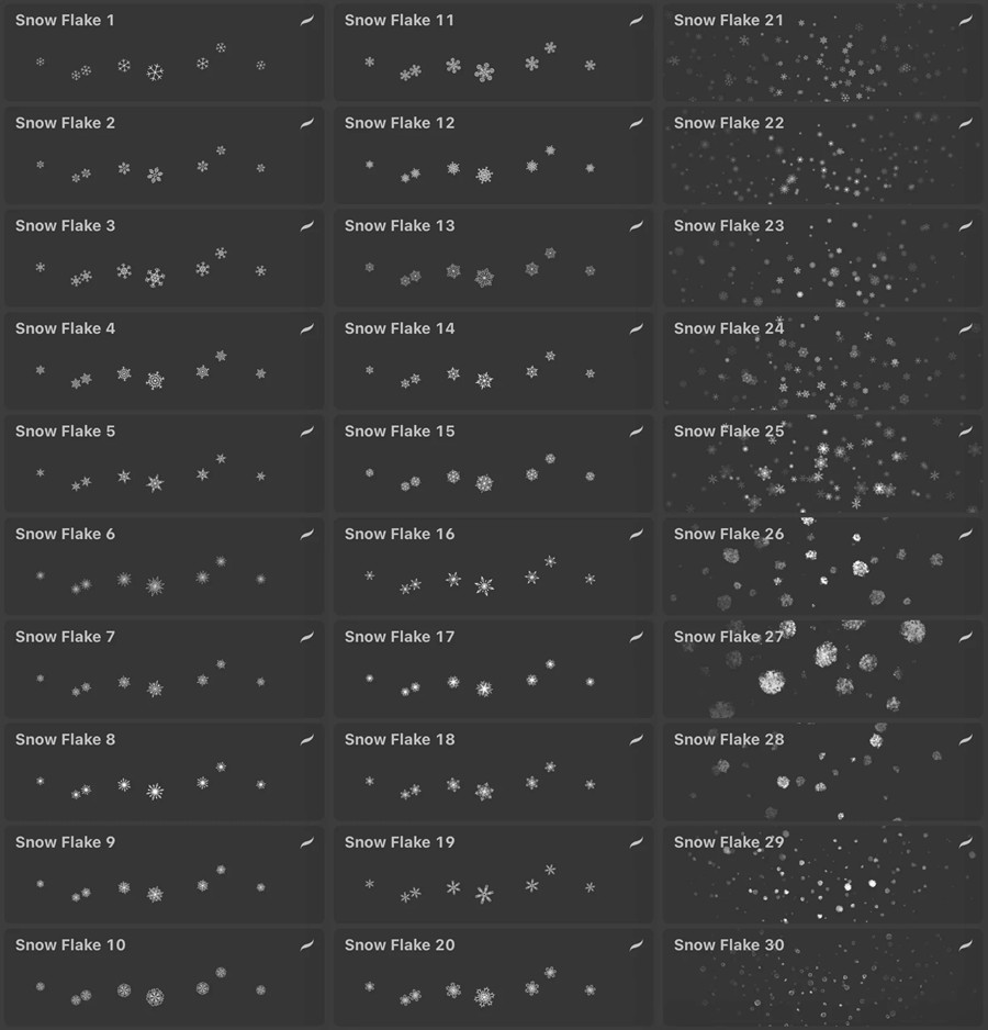 逼真圣诞节雪花星星心形绘画procreate笔刷画笔设计素材 X-Mas Brush Set for Procreate , 第9张