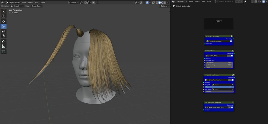 Blender预设：全新细腻感程序化头发形态颜色运动节点生成器 N_Hair_Nodes v2 , 第11张