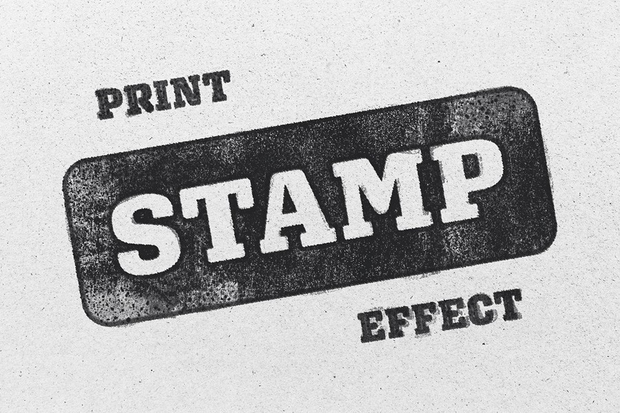 复古水墨晕染打印印刷印章PSD特效样机Ink Stamp Text Effect , 第1张