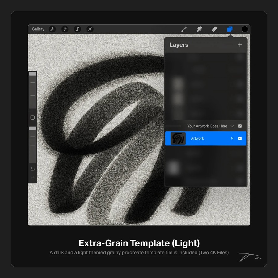 16款质感喷漆磨砂颗粒噪点绘画手写字Procreate笔刷预设模板套装𝗣𝗿𝗼𝗰𝗿𝗲𝗮𝘁𝗲 16 Glow Grain Brushes & Template files・𝙛𝙖𝙯𝙙𝙚𝙨 , 第5张