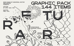 144款复古Y2K像素化美学艺术实验性未来抽象几何AI矢量图形插画设计套装FractureForm Graphic Pack by Vanzyst