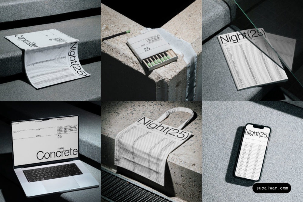 12款高级名片画册帆布袋iPhone手机MacBook电脑VI展示PS贴图样机模板 Mockup.Republic – Concrete Night Branding Mockup Vol 1 , 第1张